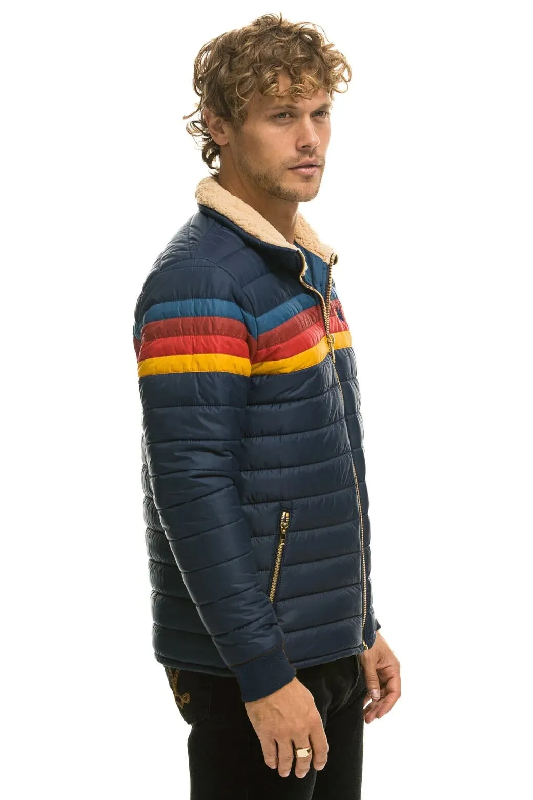 4 STRIPE RAINBOW SLEEVE JACKET - NAVY