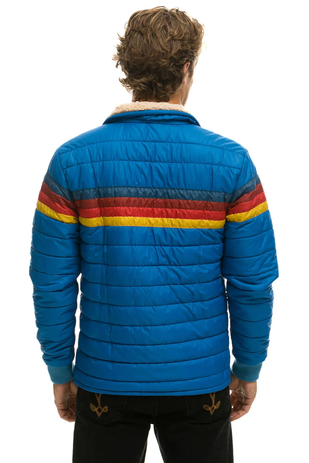 4 STRIPE RAINBOW SLEEVE JACKET  -  SNORKEL BLUE