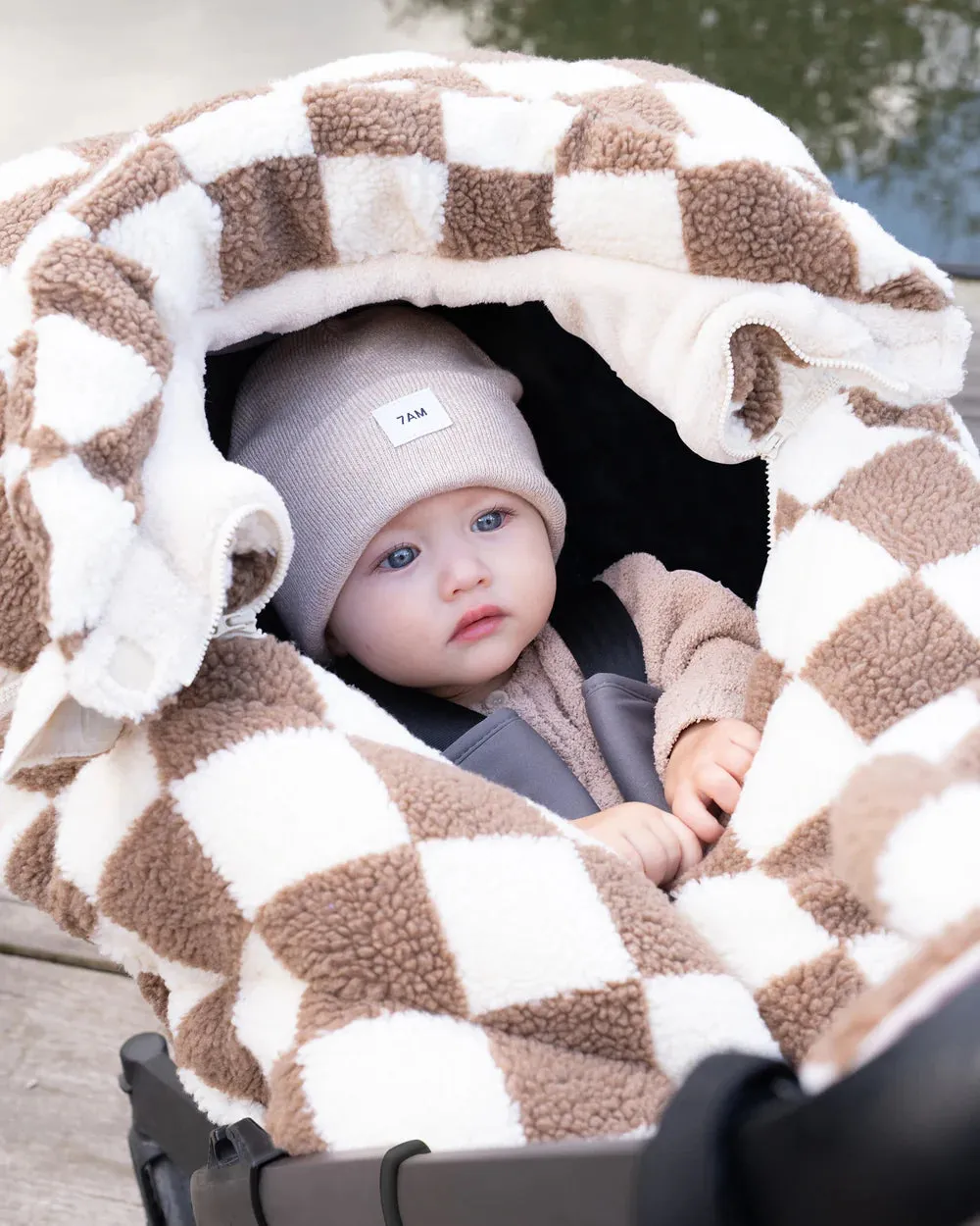 7 A.M. Car Seat Cover & Stroller Cocoon - Checker Berber