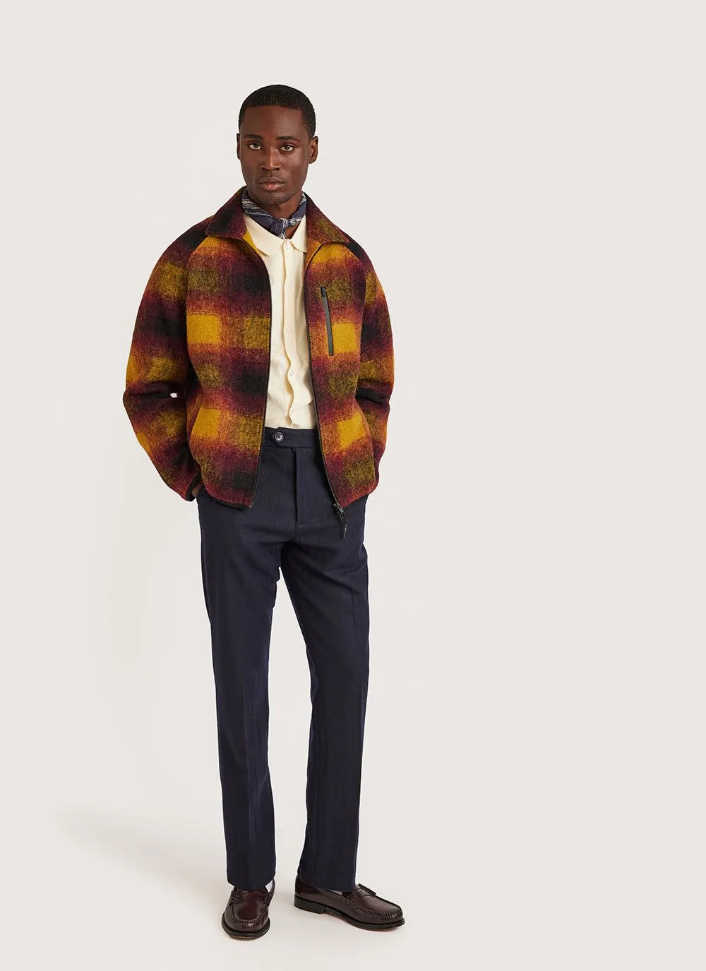 Anderson Raglan Check Jacket | Wool | Yellow