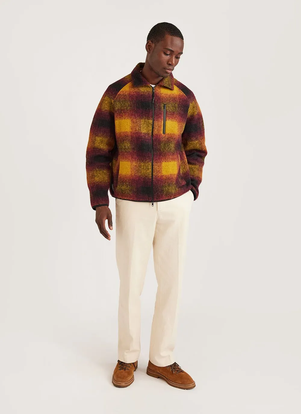 Anderson Raglan Check Jacket | Wool | Yellow