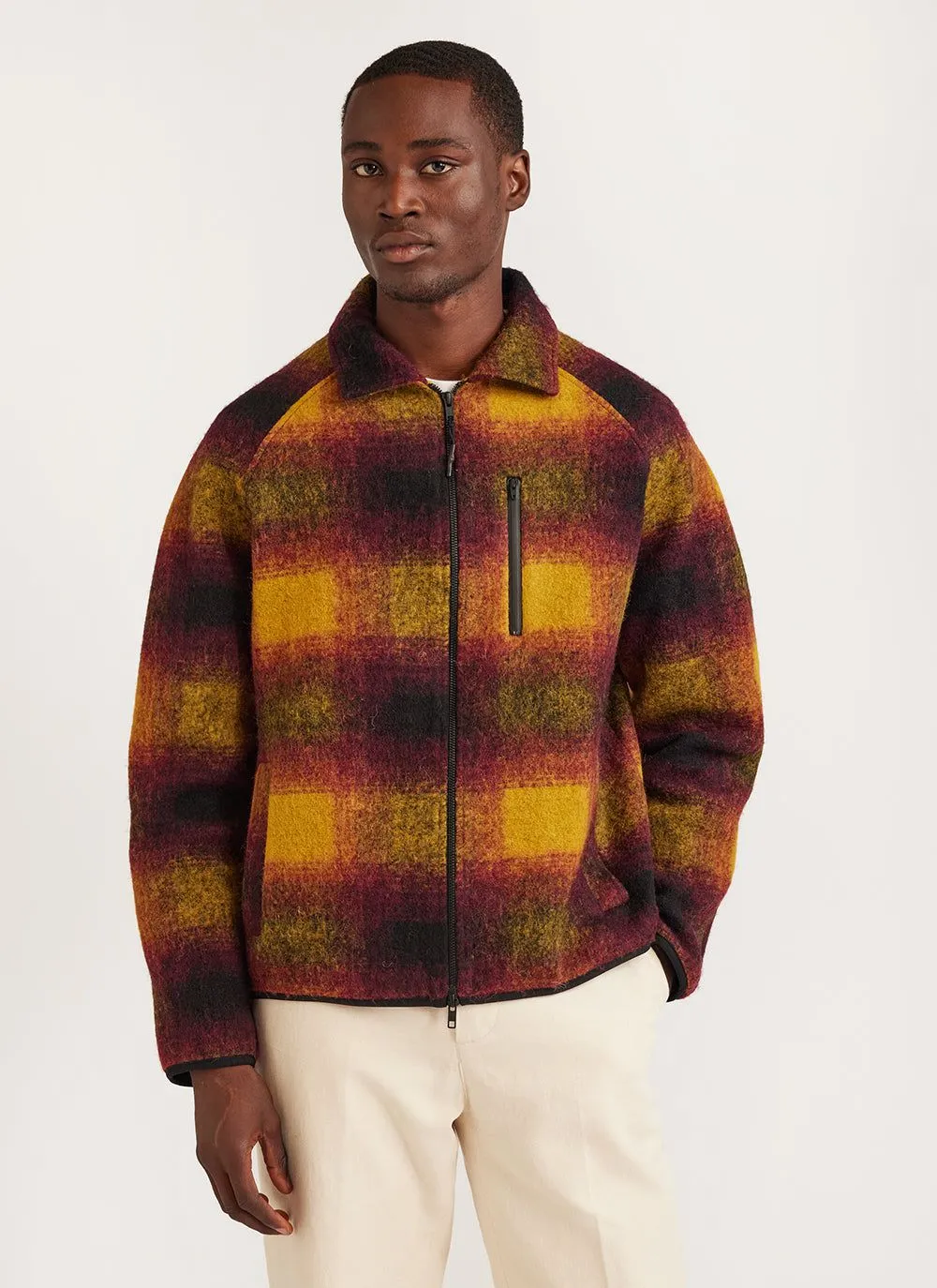 Anderson Raglan Check Jacket | Wool | Yellow