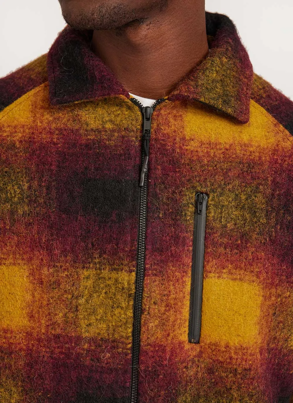 Anderson Raglan Check Jacket | Wool | Yellow