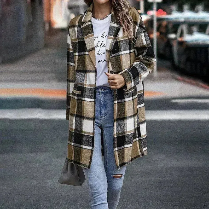 Autumn And Winter Long Single-breasted Lapel Shirt Coat Woolen Coat