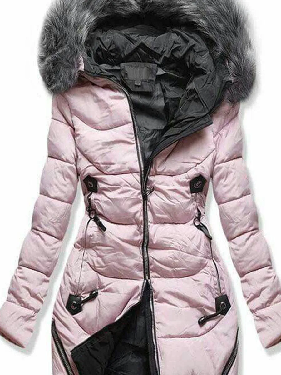 Autumn And Winter Solid Color Plush Hooded Jacket