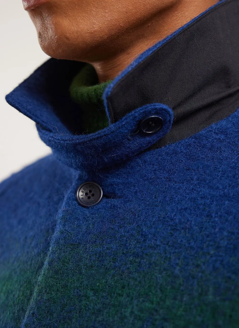 Car Coat | Gradient Wool | Blue with Forest