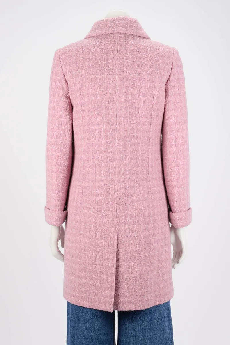 Chanel Pink Boucle Tweed Gripoix Button Coat FR 36