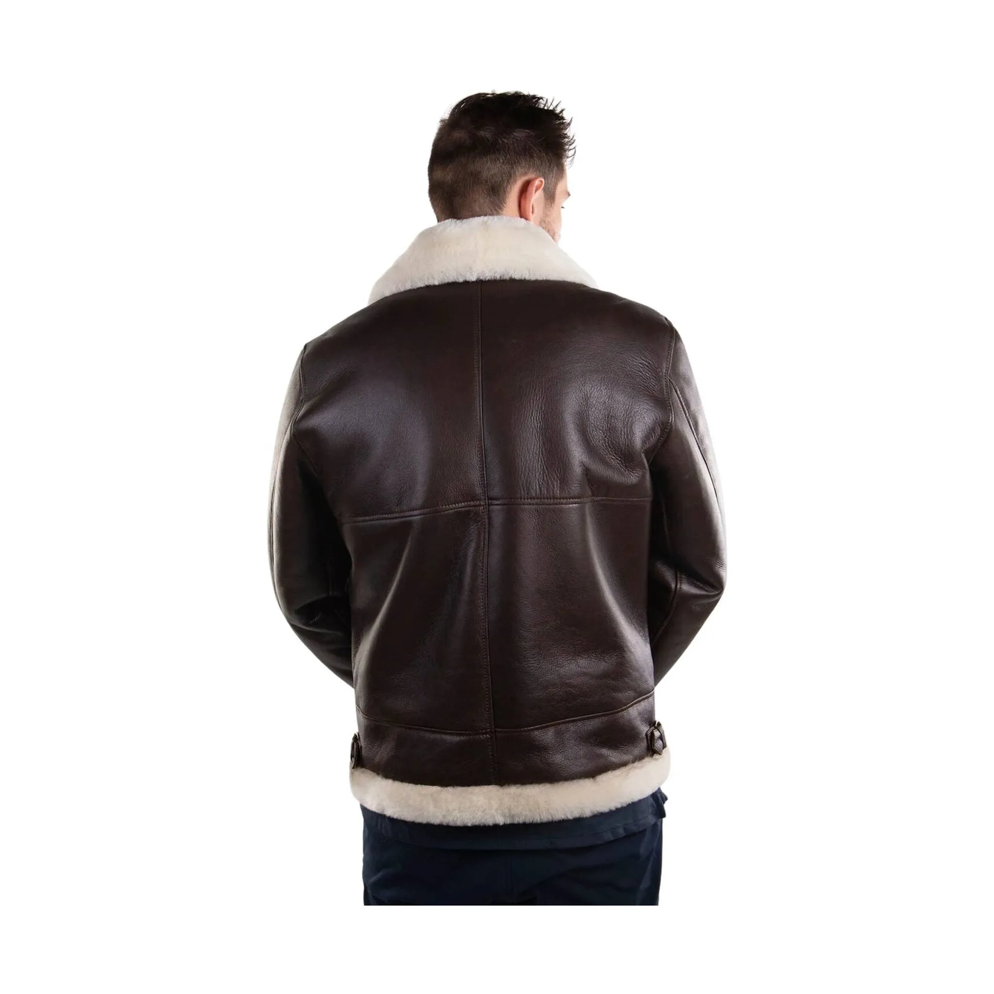 Cloud Nine Men's Sheepskin Whiskey Bomber Coat - Chocolate