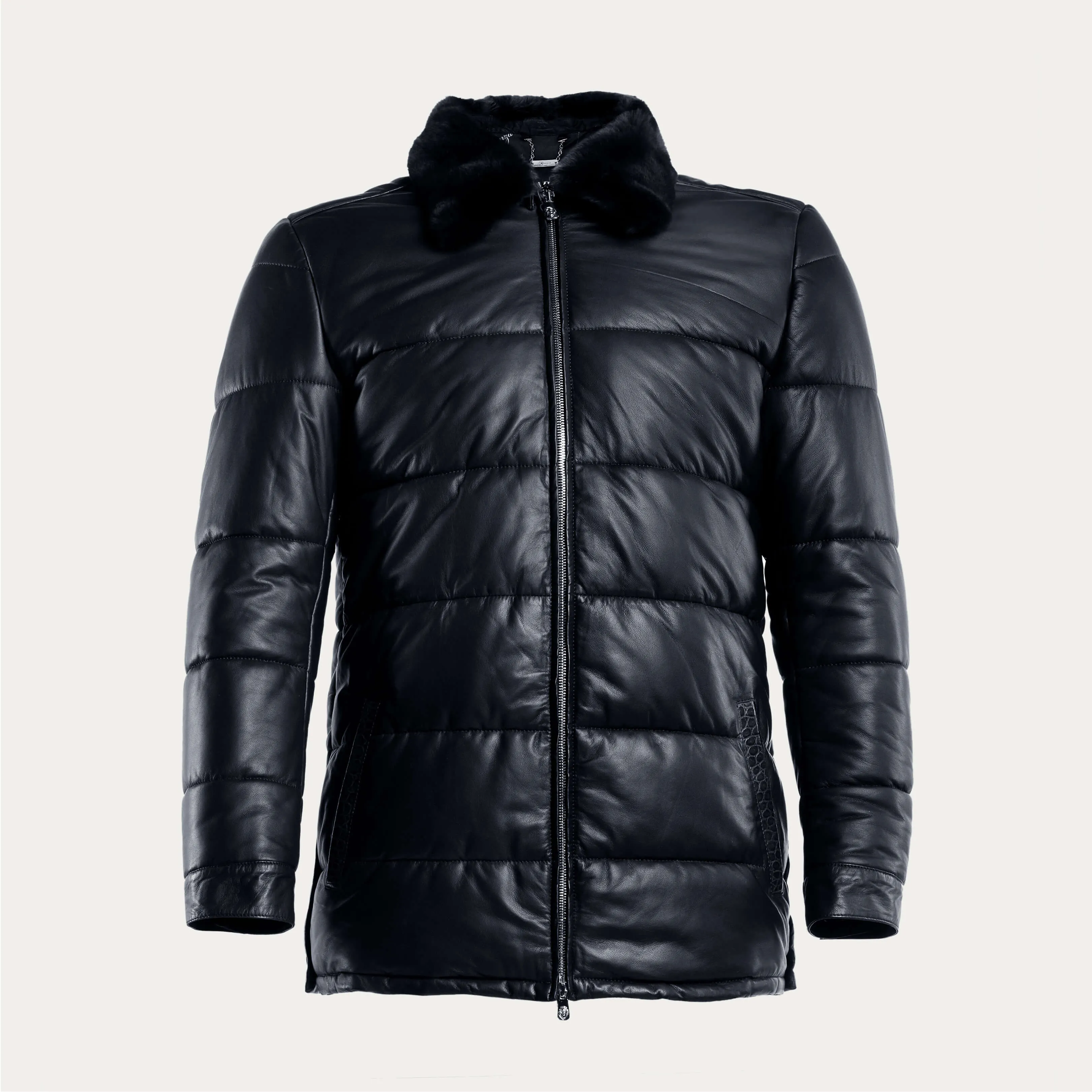 Crocodile Leather & Napa Leather Puffer Coat