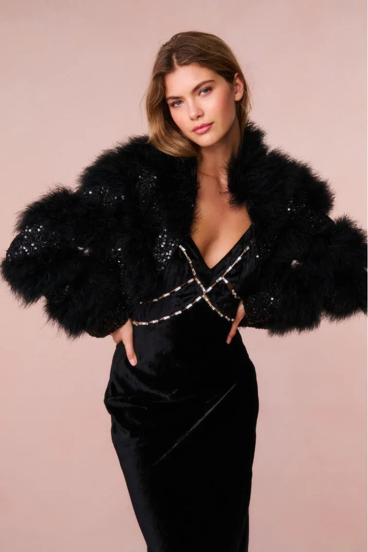 Curran Sequin Feathered Jacket