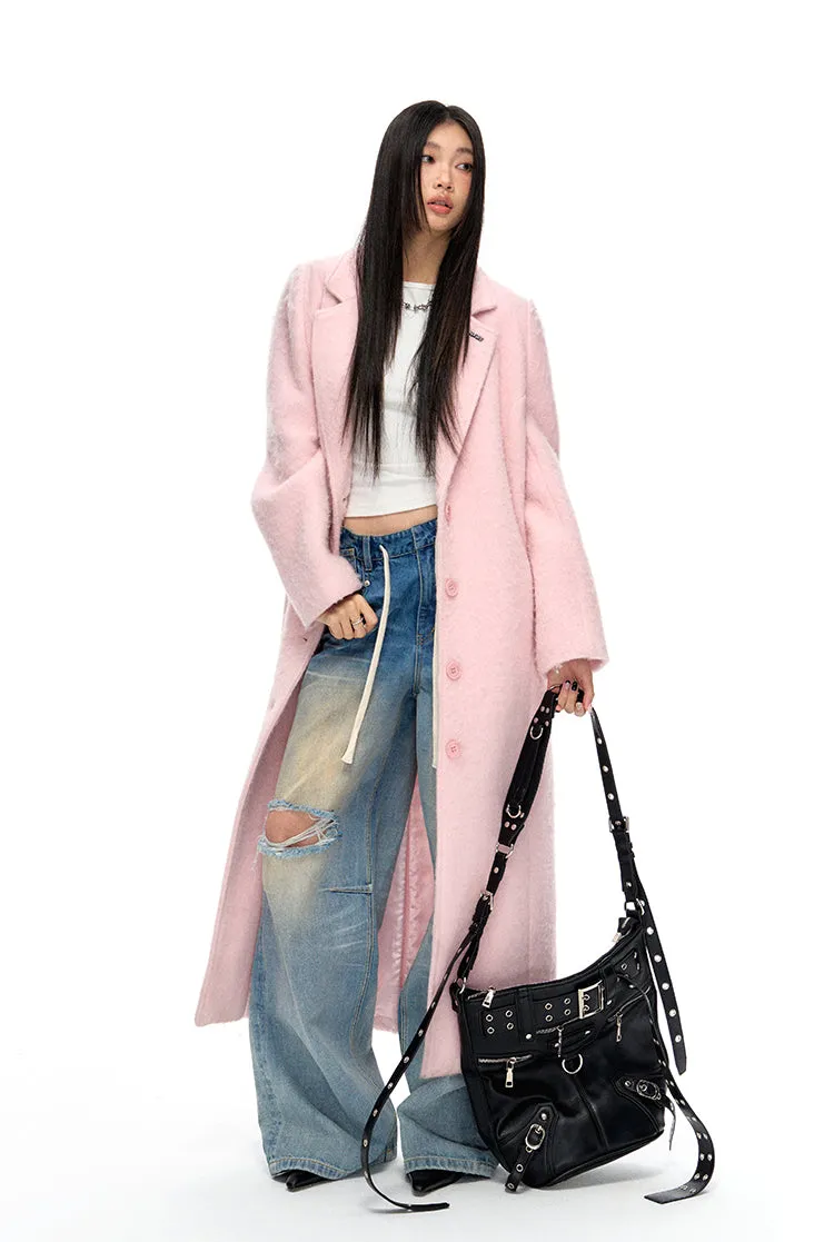 Dream Maker Pink Wool Long Coat