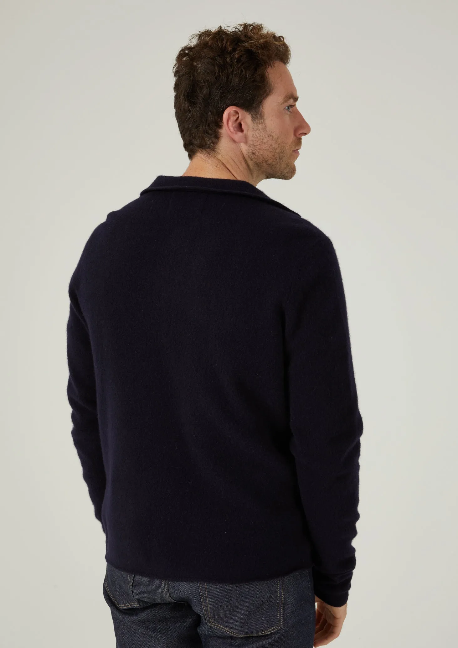 Ferndale Men's Knitted Lambswool Shirt In Navy - Regular Fit