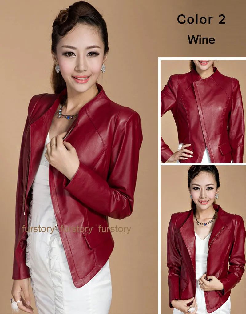 Genuine Sheep Leather Jacket Spring Blazer Top Grade Lamb Leather Coat Slim Waist Overcoat