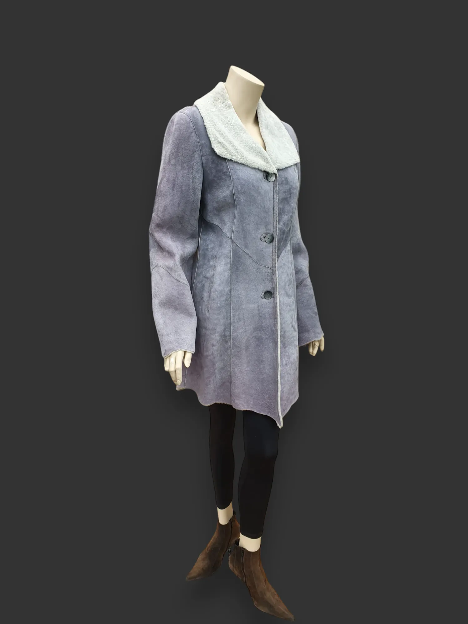 Gray Shearling Coat -Size 40