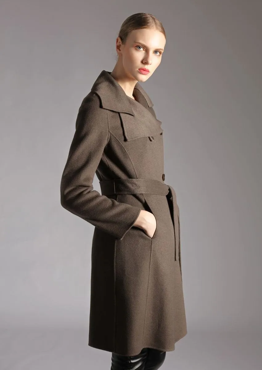 Ladies Double Collar Woven Coat