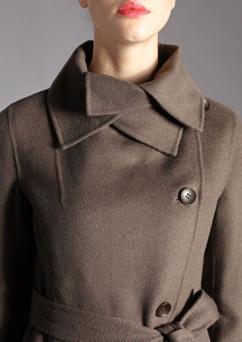 Ladies Double Collar Woven Coat