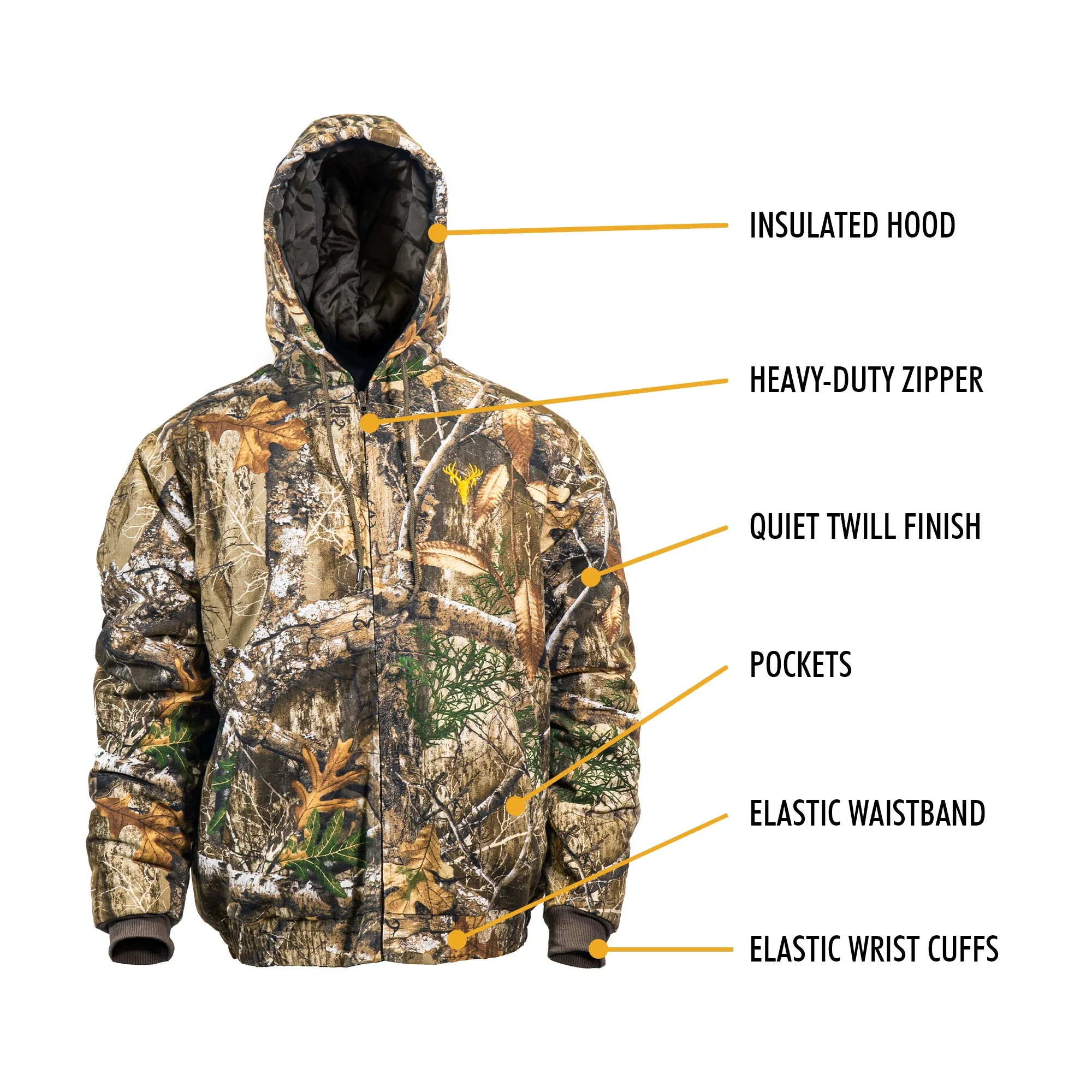 Men's Insulated Twill Camo Hunting Jacket