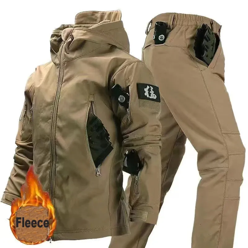 Men's Winter Vintage Autumn Fleece Jackets Tactical Waterproof Suits