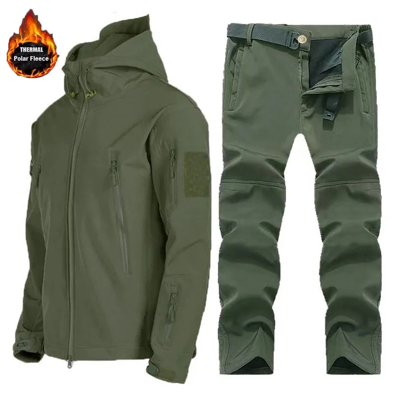 Men's Winter Vintage Autumn Fleece Jackets Tactical Waterproof Suits