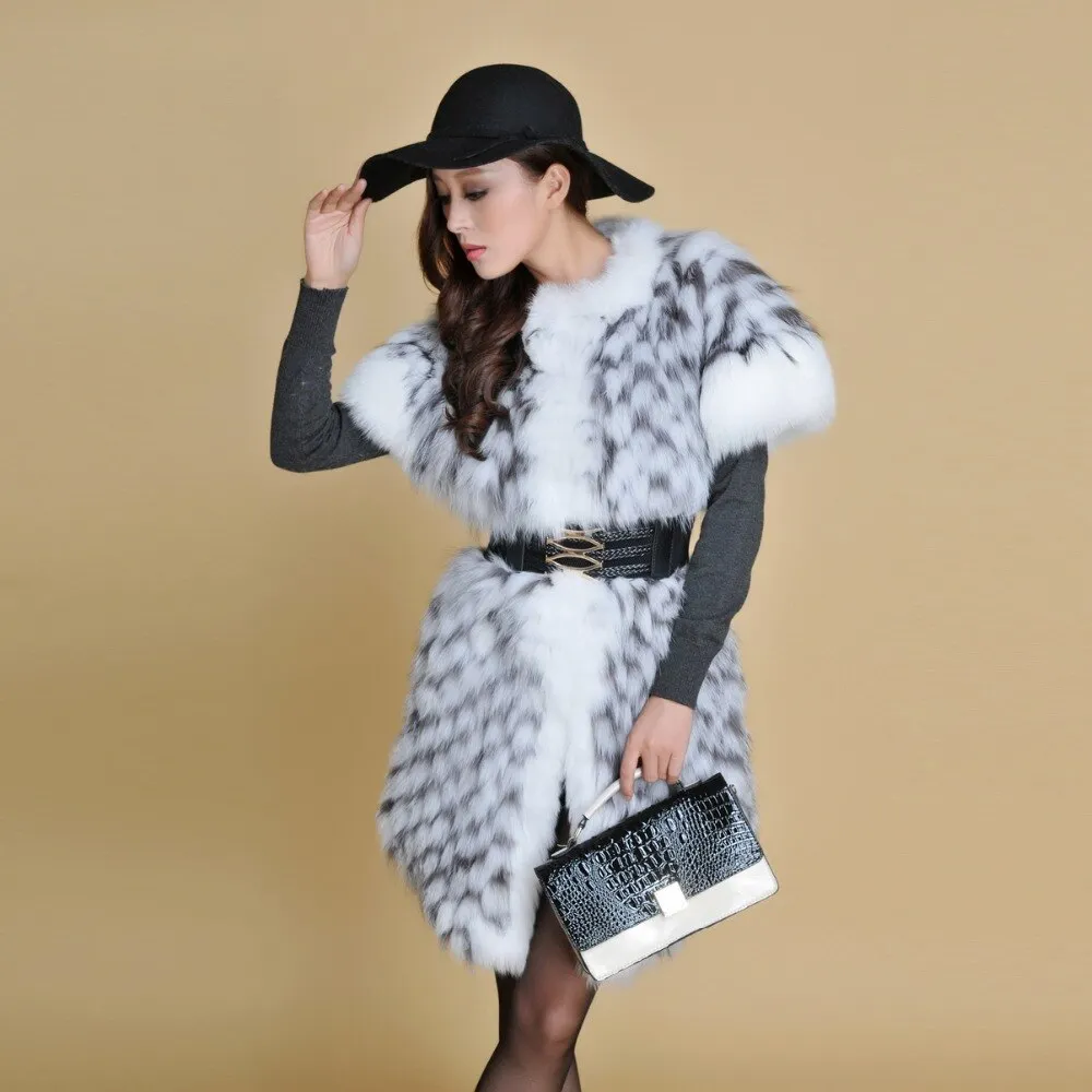 Natural Fox Fur Coat Overcoat Vest Jacket Womens' Dress Ladies' Top Dress