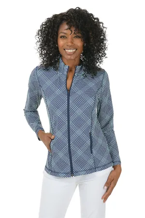 Navy Gingham UPF50  Zip Front Jacket