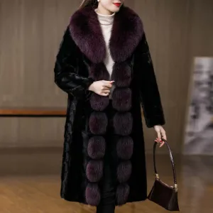 New Fox Fur Collar Mink Women's Coat