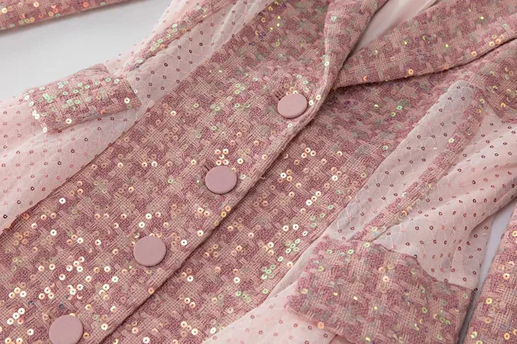 Pink Sequins Long Coat