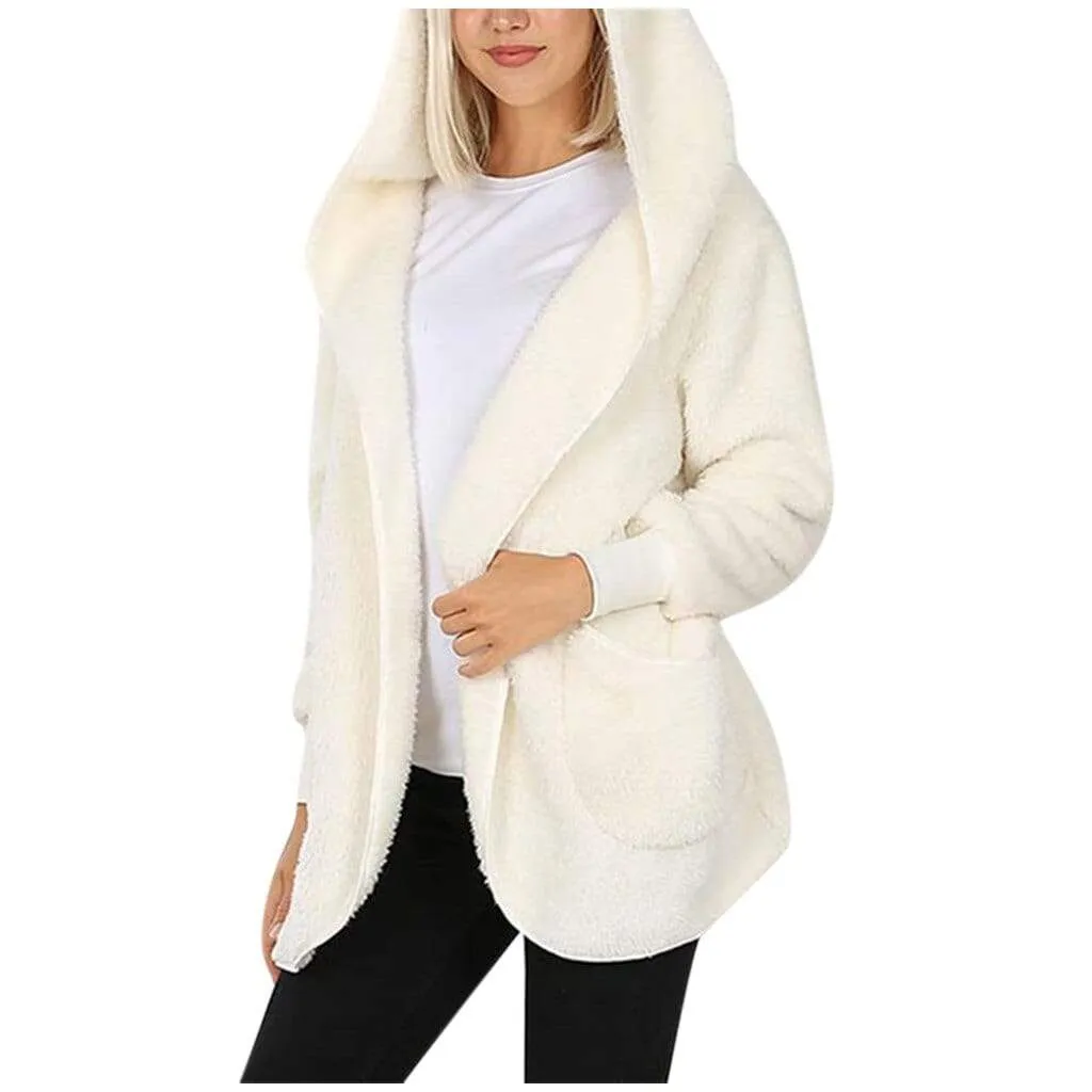 Plush Hooded Winter Jacket for Women