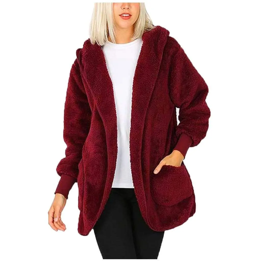 Plush Hooded Winter Jacket for Women