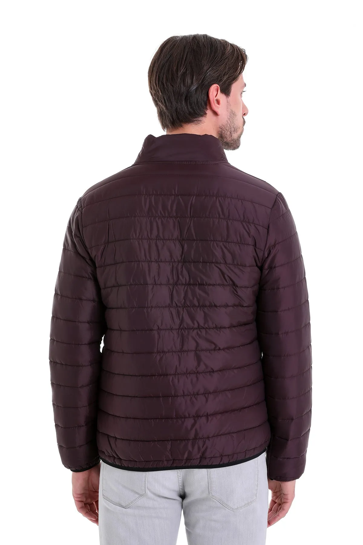 Slim Fit Ceasar Burgundy Padded Coat