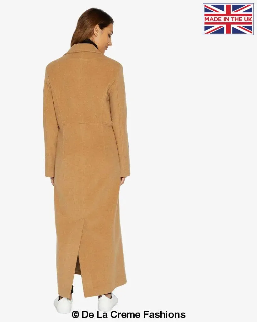 Slim Fit Wool Blend Longline Maxi Coat (1816)