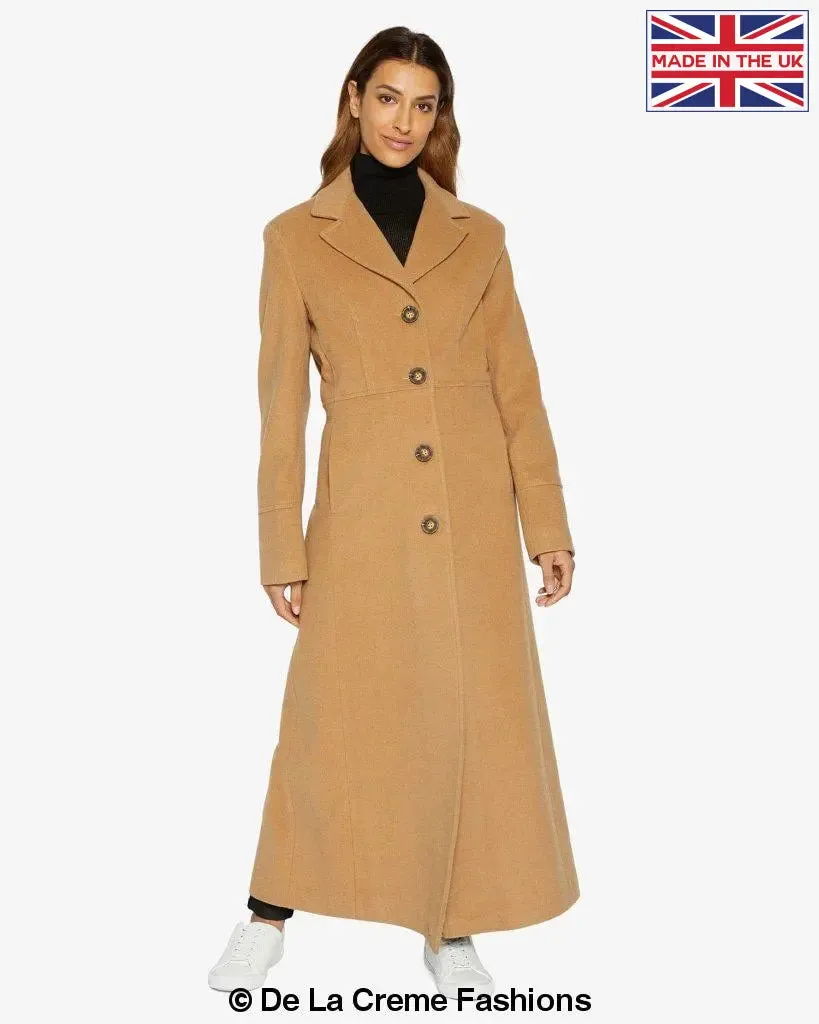 Slim Fit Wool Blend Longline Maxi Coat (1816)