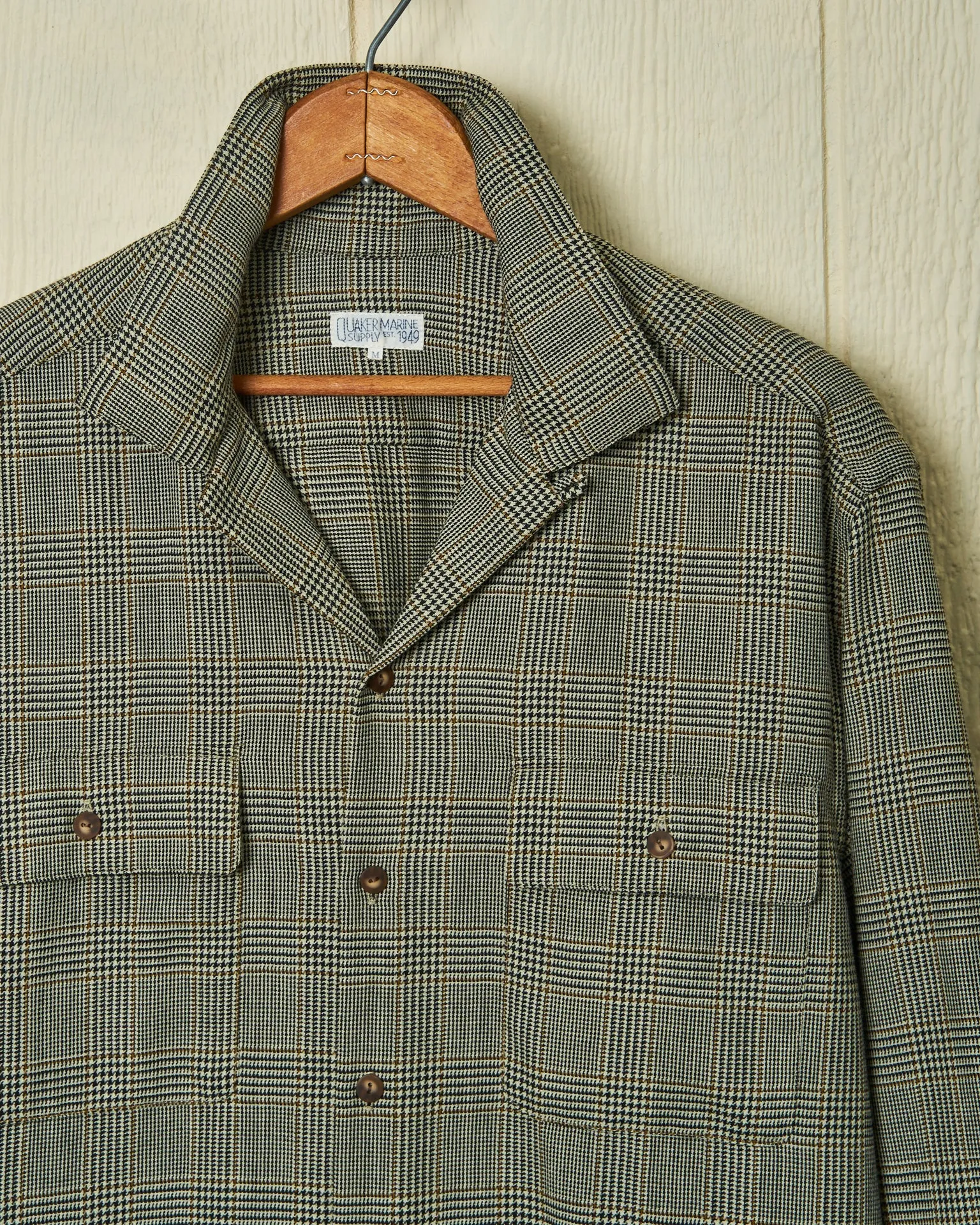 Superfine Wool Camp Shirt in Khaki Glen Plaid