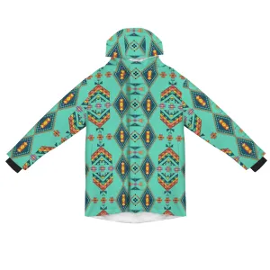 Travois Tipi Smoky Sky Unisex Sherpa Lined Hooded Coat