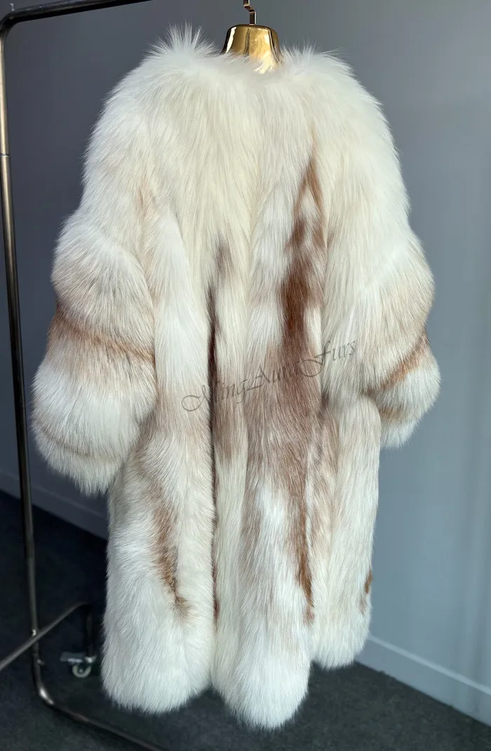 Women's Long Fox Fur Coat - Sun Gld Fox - G0033