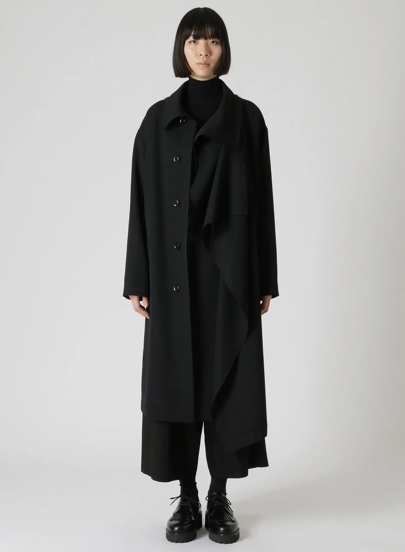 WOOL GABARDINE LEFT FLAP PANEL COAT